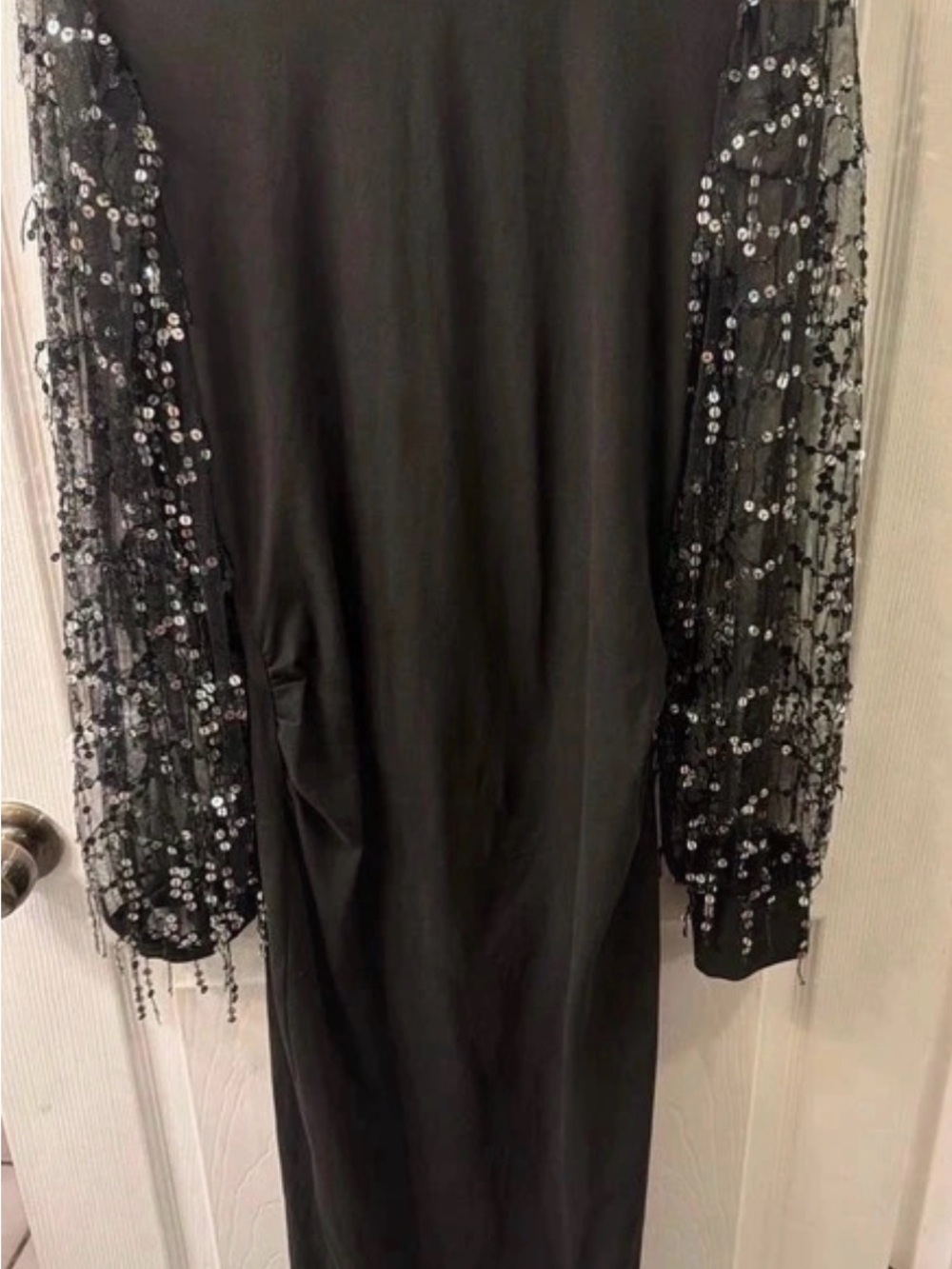 Black Sequin Sleeve Maternity Dress